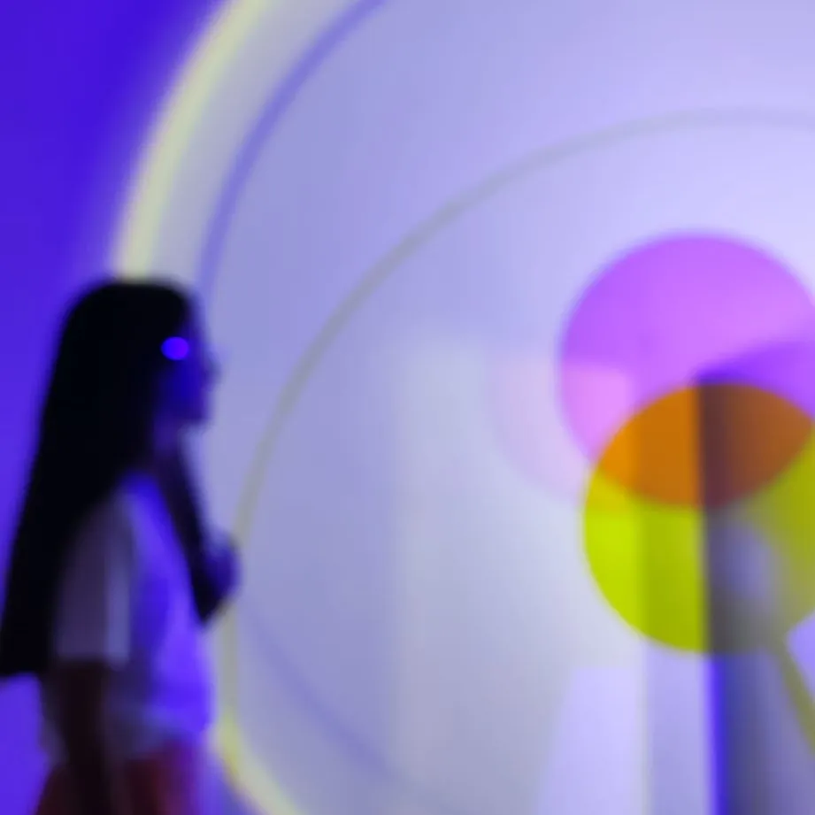 Foto desenfocada de María en una exposición de luz